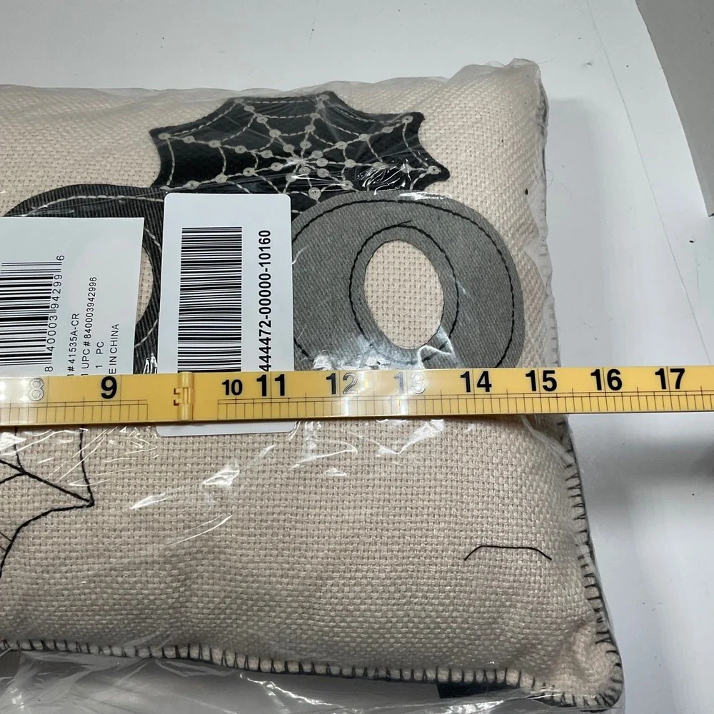 K&K interiors Boo Decorative Pillow & runner Spider Web Halloween Cream Black 1